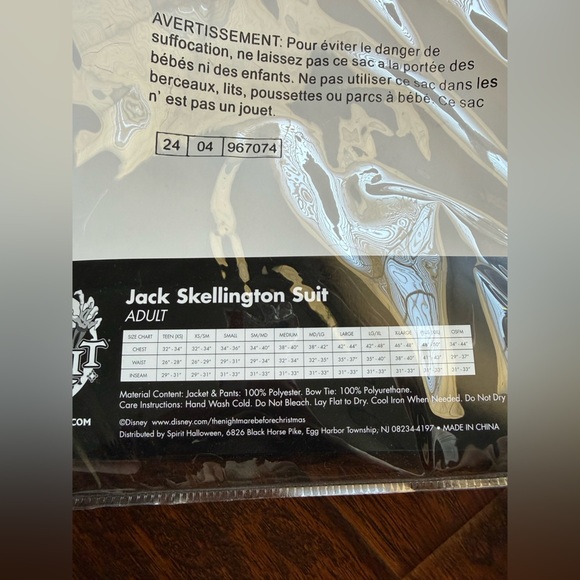 Spirit Black and White Jack Skellington Suit - Picture 8 of 8